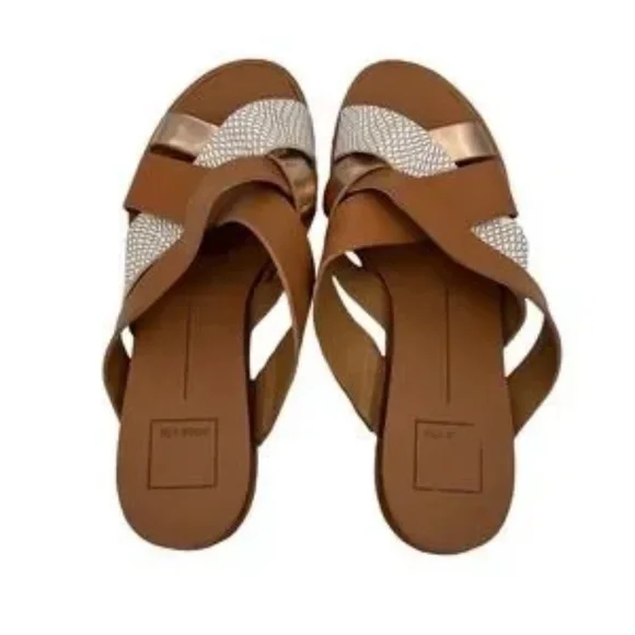 Dolce Vita Preslie Brown Rose Gold Wedge Strappy Sandals Size 7.5 Women’s - Picture 5 of 9